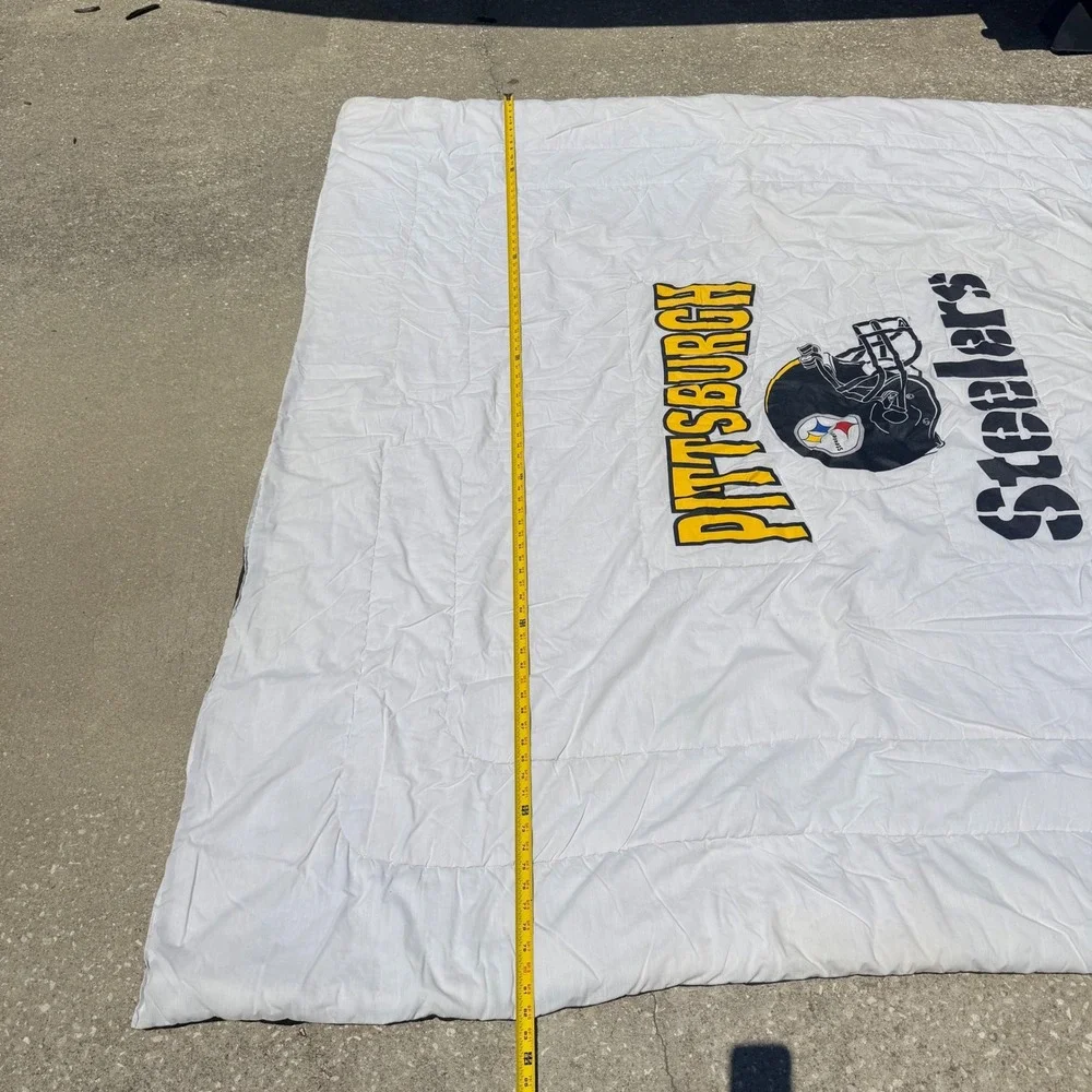 Vintage 1994 Pittsburgh Steelers NFL Reversible Comforter White Black 84x64